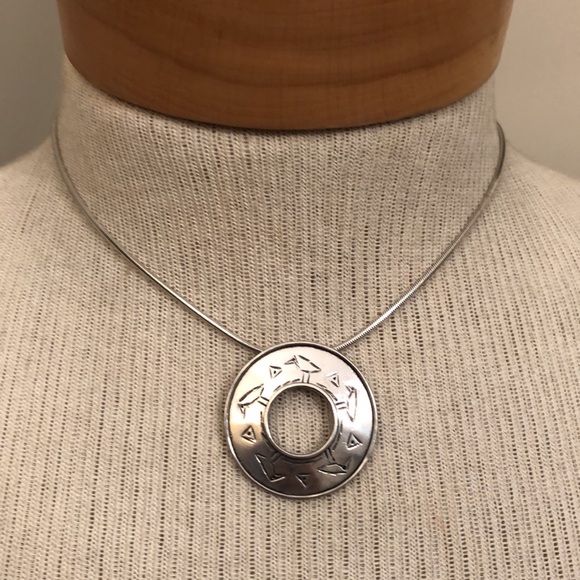 Sterling Silver Round Disc with Stick Figure Birds - Picture 9 of 14